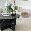 Mercy sofabord sort marmor look Ø80 cm
