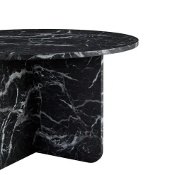 Mercy sofabord sort marmor look Ø80 cm