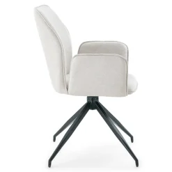 Minna Spisebordsstol - beige tekstil med drejefunktion 360 grader