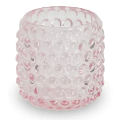 Nelly glas fyrfadsstage lyserød 8,5 cm