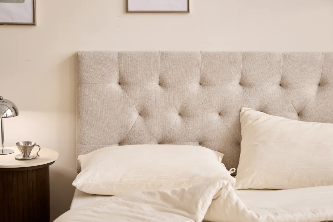Nia sengegavl 180x63 cm i beige tekstil