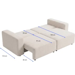 Noelle sovesofa i sand tekstil