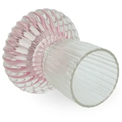 Nori glas fyrfadsstage lyserød/klar 13,5 cm