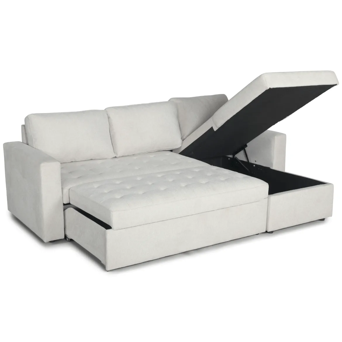 Sinus beige sovesofa med vendbar chaiselong og opbevaring