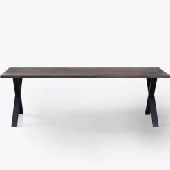 Susan plankebord - 240x95 cm - i smoked eg med krydsben - (Forberedt til tillægsplader)