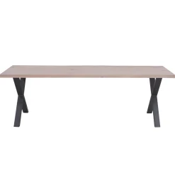 Susan plankebord - 200x95 cm - i hvidolieret eg med krydsben - (Forberedt til tillægsplader)