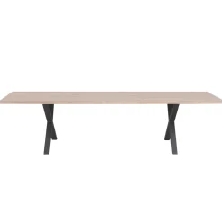 Susan plankebord - 300x95 cm - i hvidolieret eg med krydsben - (Forberedt til tillægsplader)